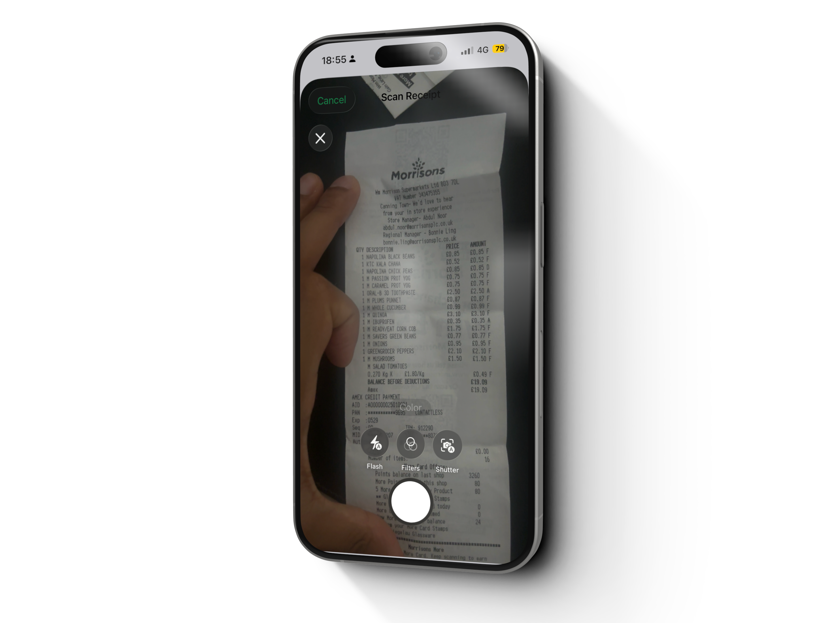 3. Scan receipts to fill your pantry
